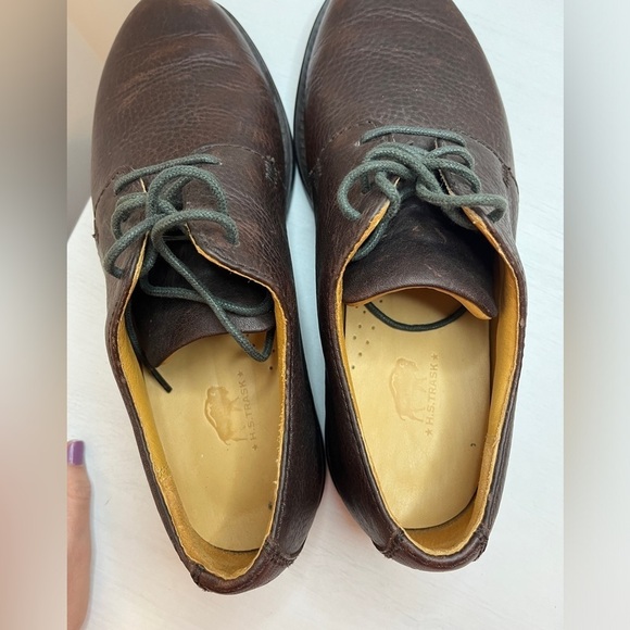 H.S. Trask Genuine Pebbled Leather Lace-Up Oxford Shoes, Brown, Men\'s size 9.5 main image 4